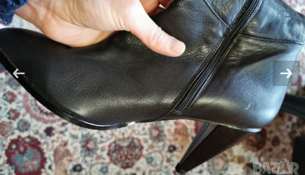 Черни кожени ботуши, нови, за тънък прасец