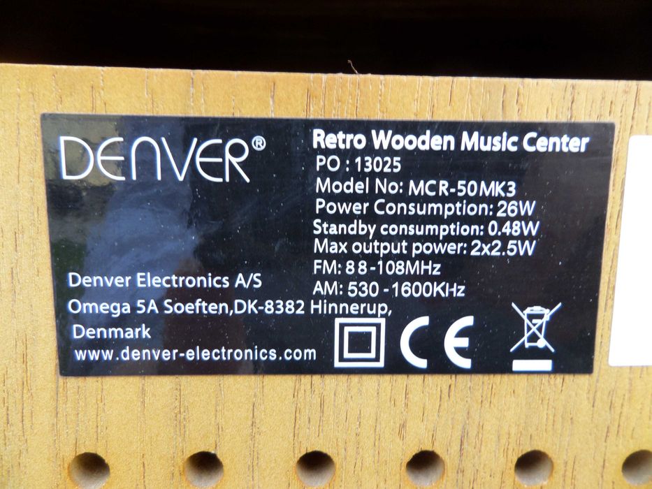 Sistem Audio Retro din Lemn Denver MCR-50MK3 • Pick-up, CD, Radio,Caseta, USB,inregistrare mp3