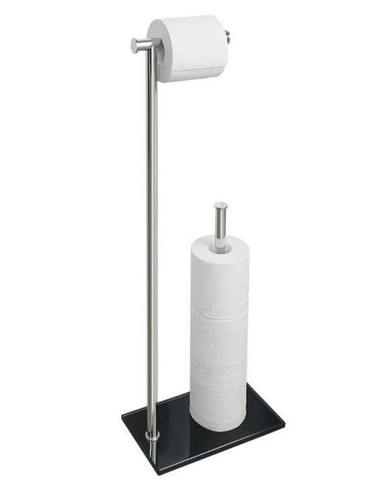 Suport hârtie igienică vertical, SAYAYO, inox și sticlă