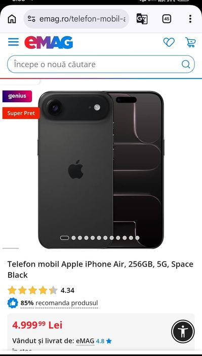 Iphone 17 Air , negru, nou, 256gb, sigilat