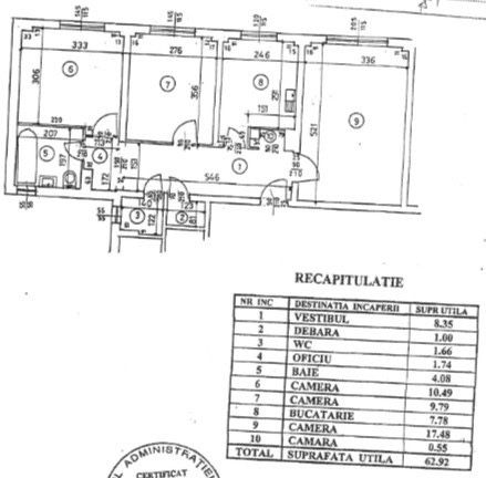 Apartament 3 camere – Rahova | 62,92 mp | 2 băi | Centrală proprie | Mobilat și utilat