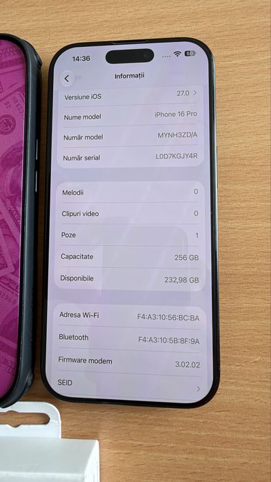 iPhone 16 Pro de 256Gb, cu 91% sanatate baterie