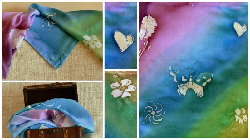 Ръчно рисувани копринени шалове уникат