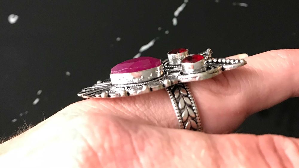 Inel Argint 925 cu Pietre Semipretioase Granat si Rubin