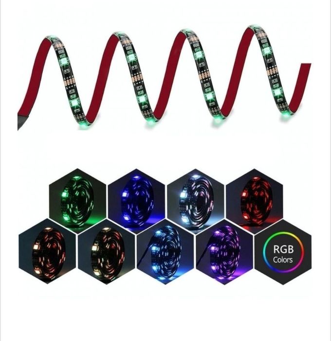 Kit banda led RGB pentru TV USB 5 metri telecomanda