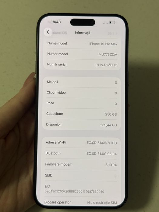 iPhone 15 Pro Max 88% baterie