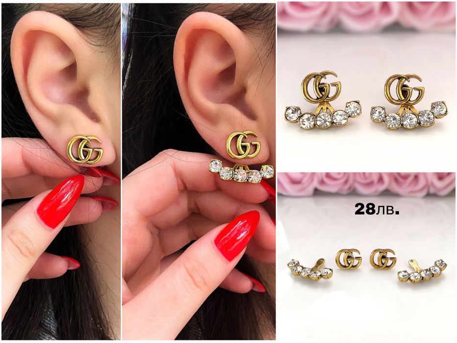 Обеци с камъни, перли / Висящи обици и халки Gucci, Dior, Cartier, LV