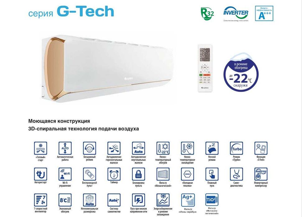 Кондиционер GREE G Tech Inverter Оригинал  перечисление, рассрочка