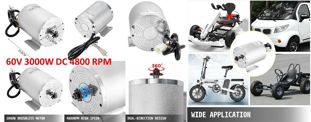 Motor bicicleta electrica DC 48V 1500W 1800W, 48V/60V 2000W. Nou!