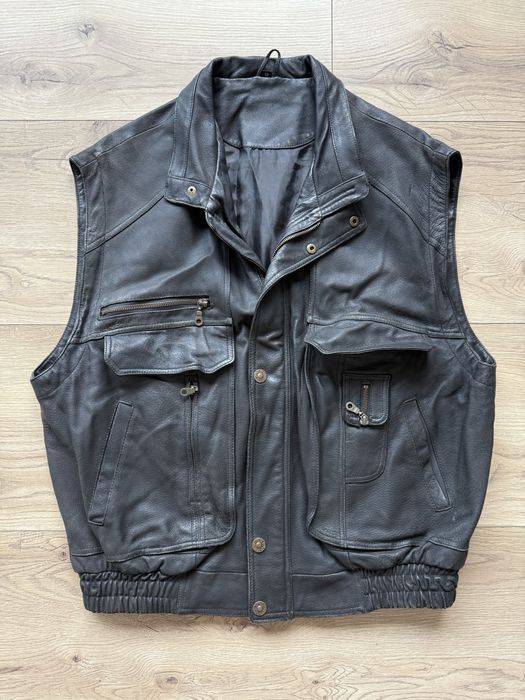 Vesta Piele Naturala cu Buzunare 90s Barbati | Marime XL XXL