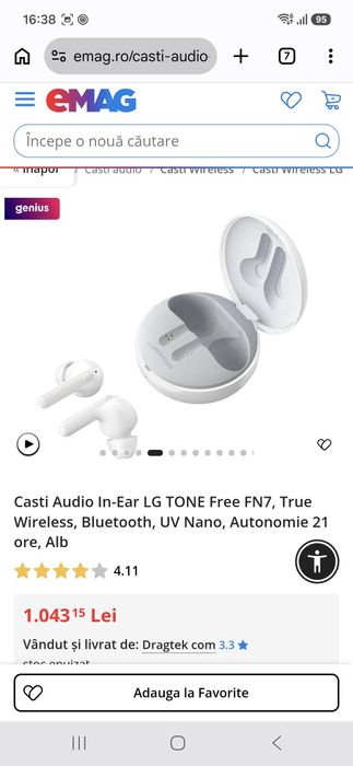Casti Audio In-Ear LG TONE Free FN7