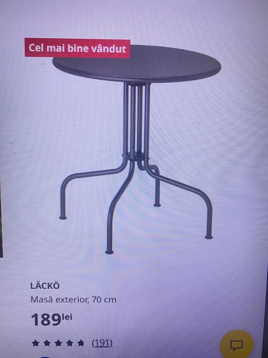 Cel mai bine vandut Masa exterior, 70cm