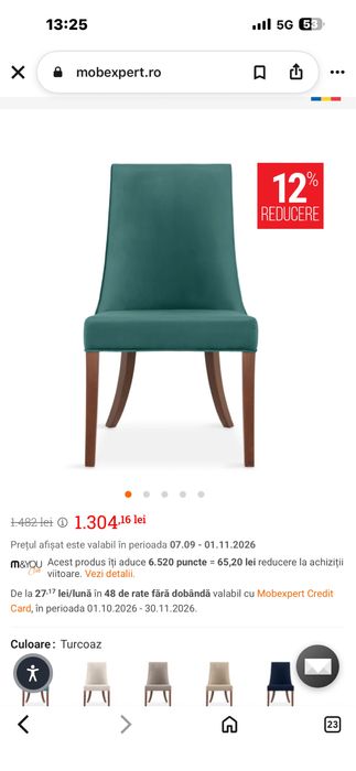 Vand masa lem masiv cu 6 scaune mobexpert