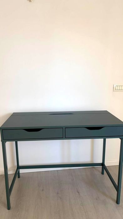 Birou IKEA ALEX gri-turcoaz, cu 2 sertare – 100 × 48 cm