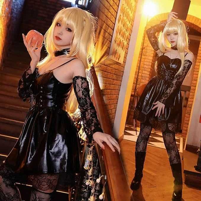 Златисто руса аниме перука с колие Anime Death Note Misa Amane Cosplay