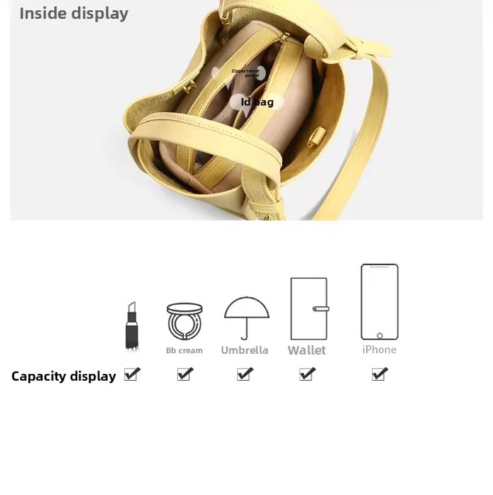 Дамска чанта от естесвена кожа, жълта