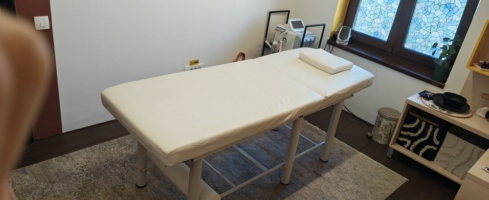 Pat cosmetica Alb, 186x70x70cm, Masa masaj profesional, 22kg