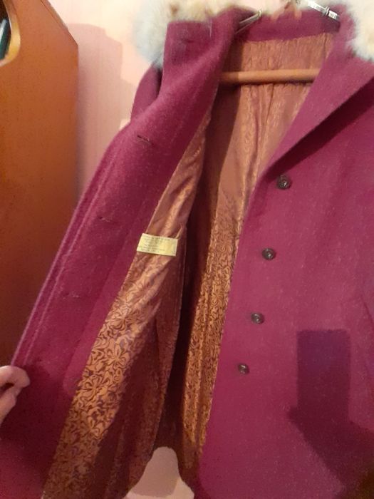 Palton dama, cu guler blana de vulpe polara