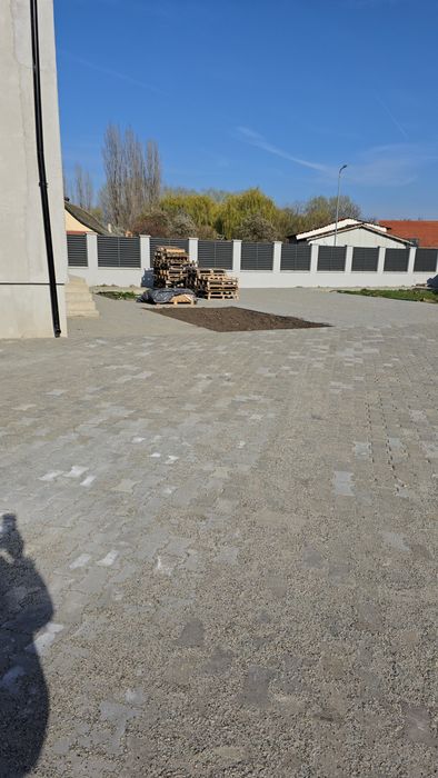 Echipă de meseriași montatori pavaje si construcții