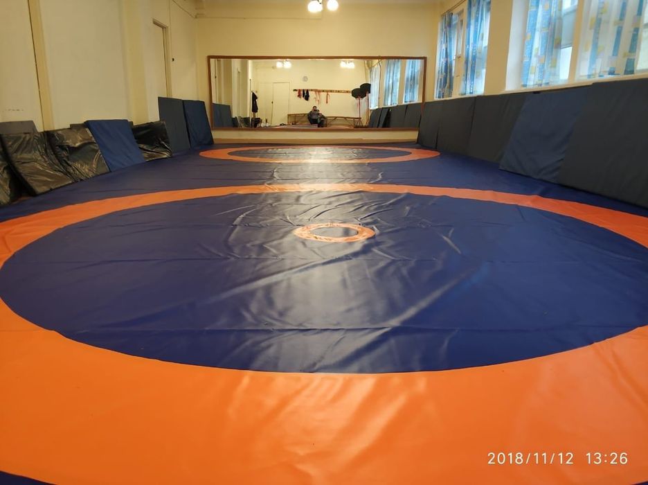 Ковер борцовский трехцветный 10х10м с матами 5см Алматы оптовые цены