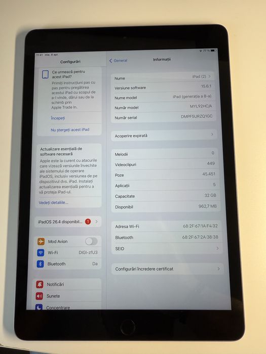 Vand tableta Apple Ipad gen 8 stare impecabila