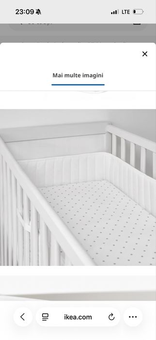 Patut bebe Ikea Sundvik 60x120, saltea si protectii laterale