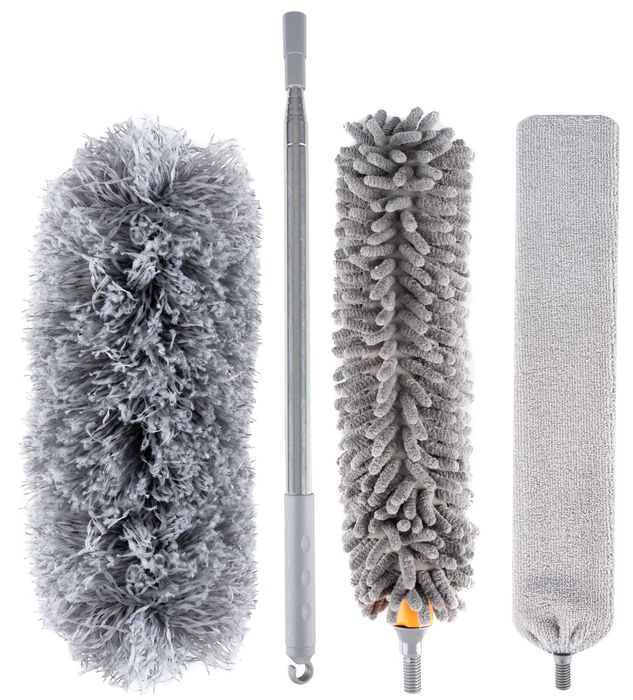 Pamatuf praf microfibra, perie telescopica, metalica, 3 capete 250cm