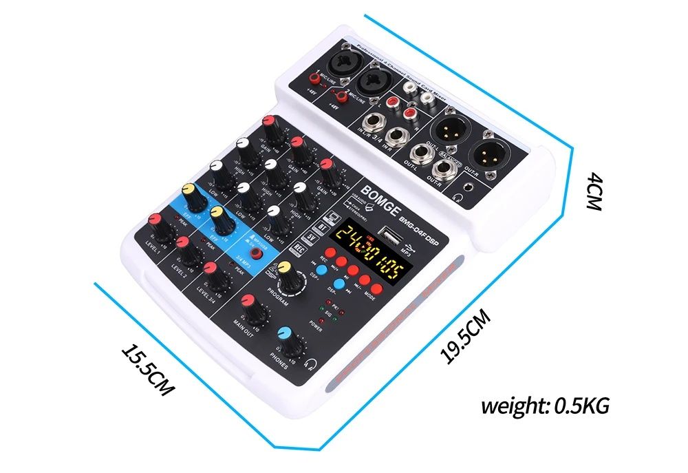 Смесителен пулт BMG-04F DSP24, DJ Mixer, Bluetooth, Usb Player, 24 DSP