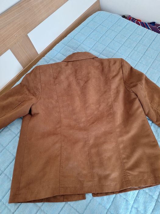 Jachetă / Sacou damă Fair Lady – efect piele întoarsă maro / cognac, măsura 46 (XXL)