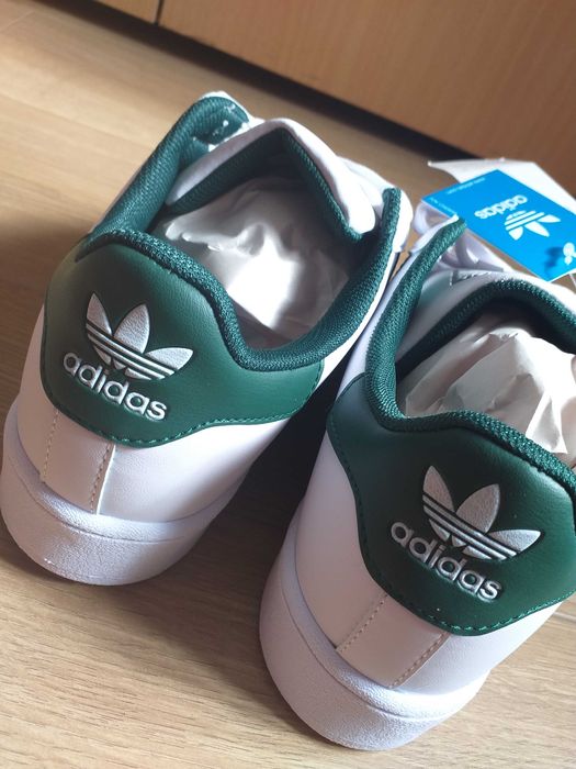 Adidas Superstar Albi cu dungi verzi