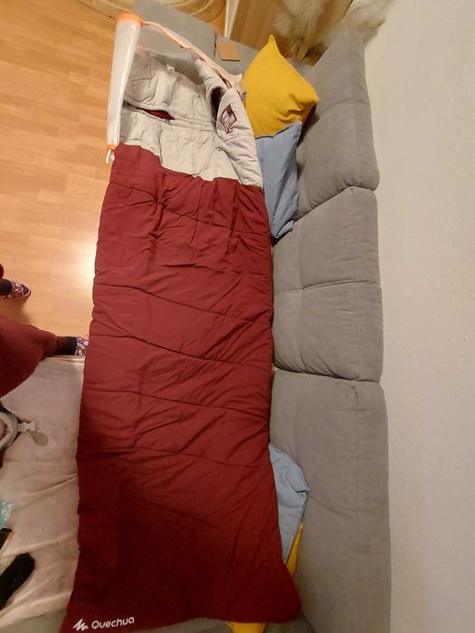 Sac de dormit din bumbac Camping ARPENAZ 0°C Gri-Visiniu