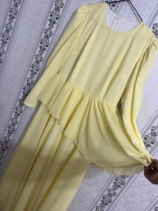 Лимон түсті шифон көйлек