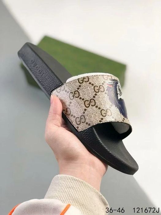 GG Print Slide Sandal - GG Supreme Black 2 (9803)