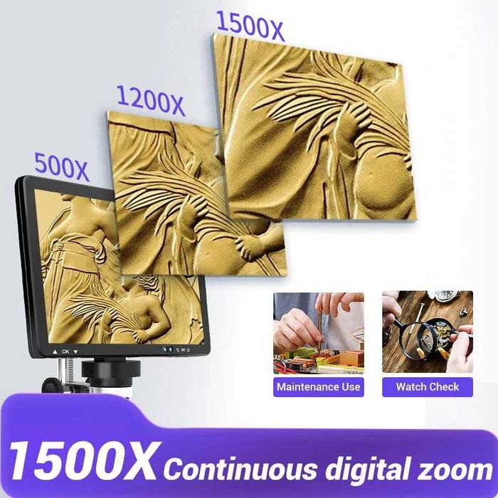 Цифров микроскоп MUSTOOL DM12 2000X LED 20MP 10,1 инча със светлини