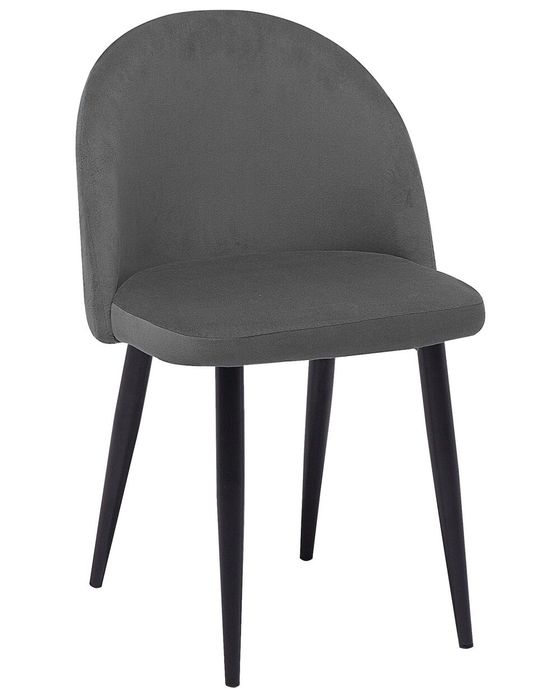 Set 2 scaune dining din catifea gri, Beliani