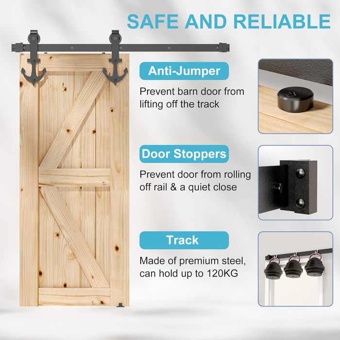 Sistem usa glisanta SKYSEN, 200 cm, otel carbon, design ancora