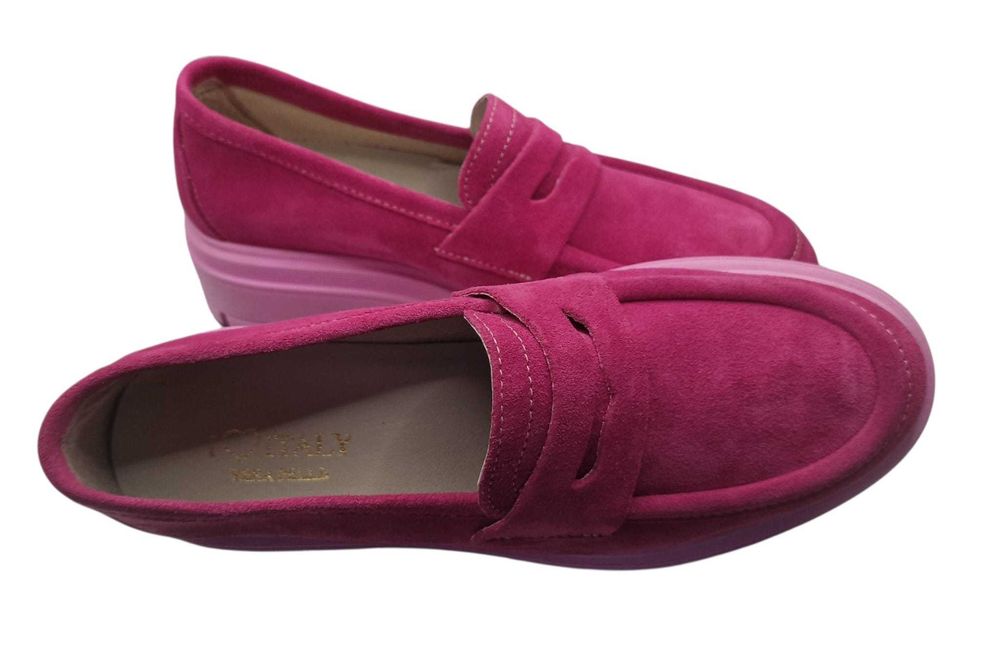 Mocasini dama fuchsia piele intoarsa, nr. 36, noi