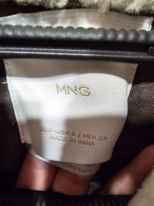 Дамско бомбър яке от естествена кожа на Mango