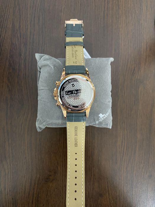 Jacques Lemans Luxury Chronograph, Rose-Gold Case, Leather Strap.