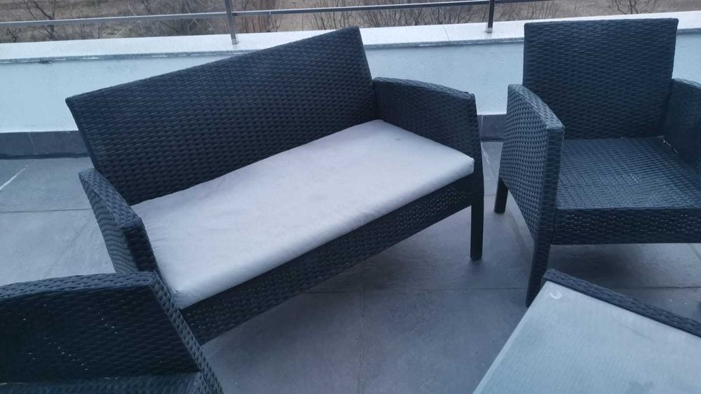 banca gradina terasa ratan sintetic impletit