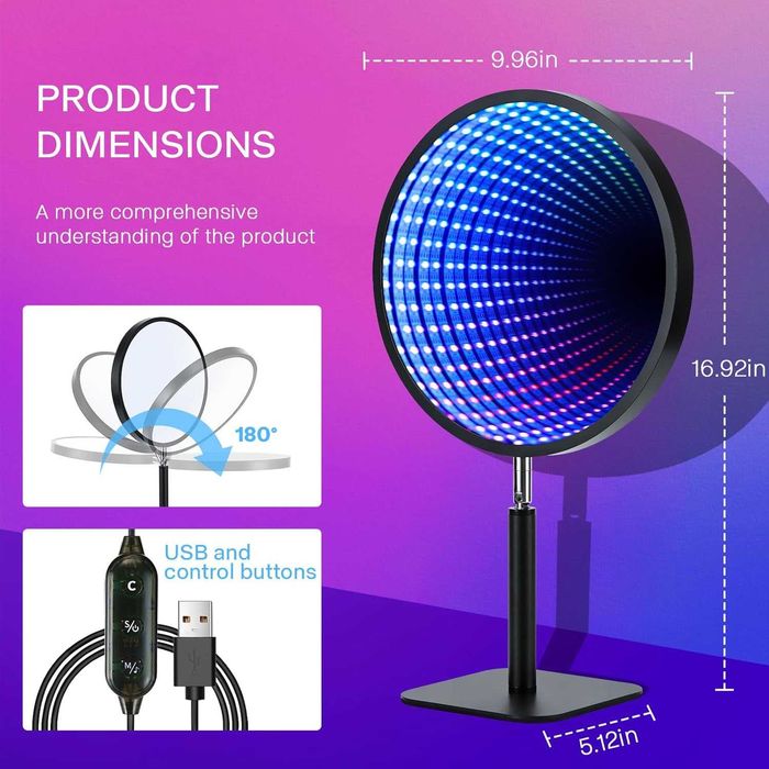 SENCU LED нощна лампа с огледало за безкрайност