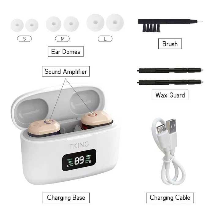 Слухови апарати усилватели TKING с LED дисплей и charging case
