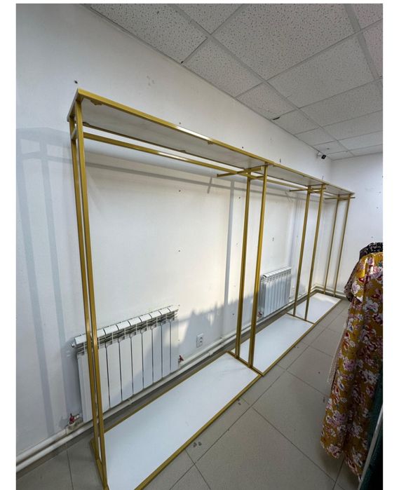 Вешало напольное для одежды 007, 200x140x45 см, золотой