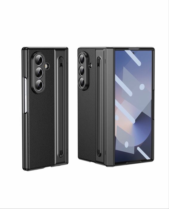 Samsung Z FOLD 8 Z FOLD 8 ULTRA - Husa Neagra Fata Spate Imitatie Piele Pen Inclus