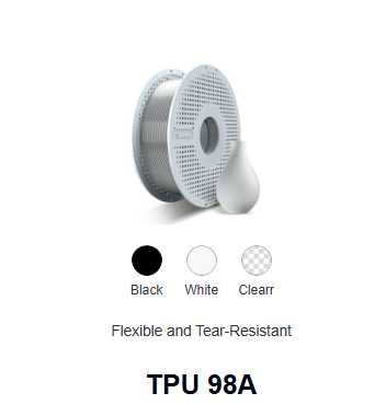 Филамент TPU 98A Next Shapes, чёрный/белый/прозрачный, 1кг/1.75мм