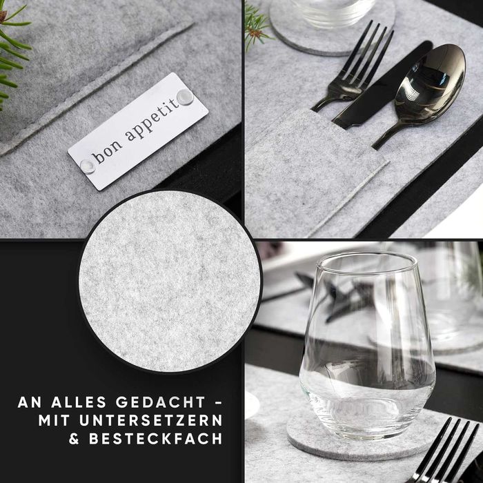 Подложки за маса 6 броя, филц, 44х32 см, сет за маса