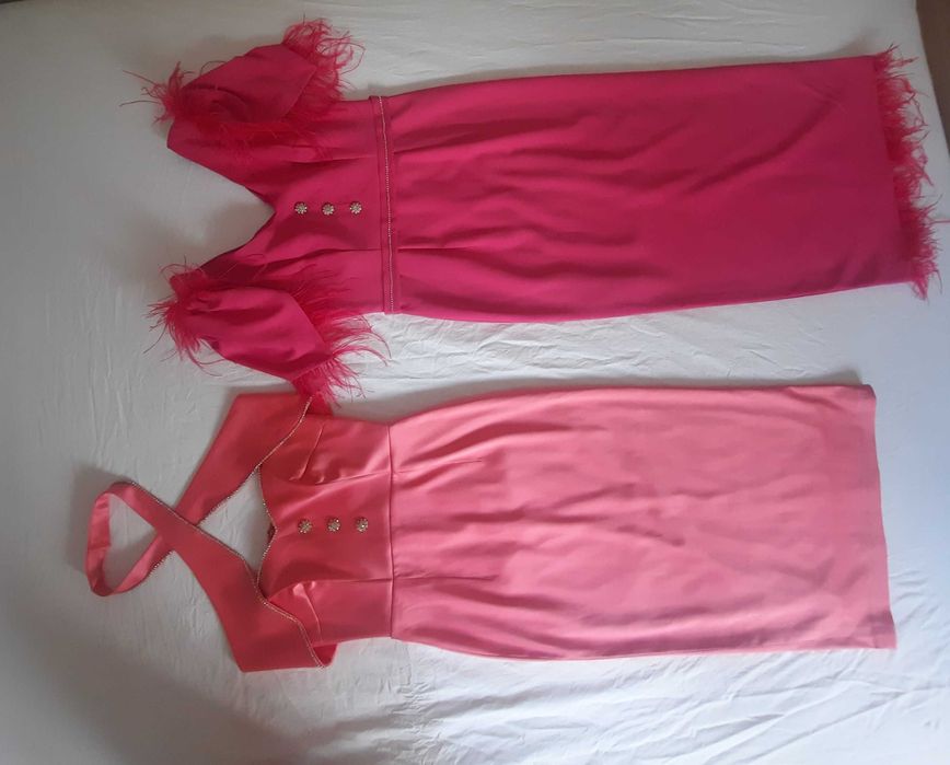 Set rochii rochie nașa cu pene si strasuri