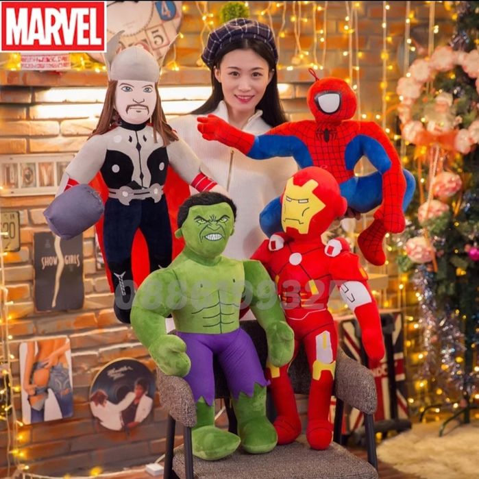 Голяма плюшена играчка Avengers 120см Спайдърмен Батман Хълк Тор и др