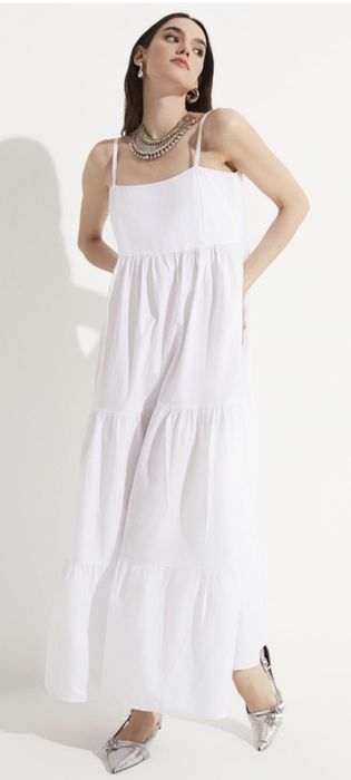 Rochie lunga alba de vara June / stil Zara Massimo Dutti Guess