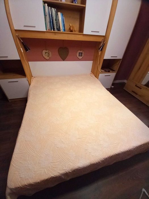 Перде оранжево, зелено, розова кувертюра/тапицерия, абажур